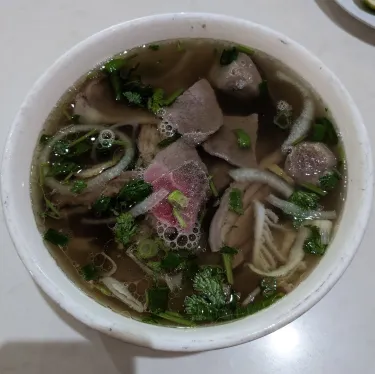 A bowl of Vietnamese beef noodle soup